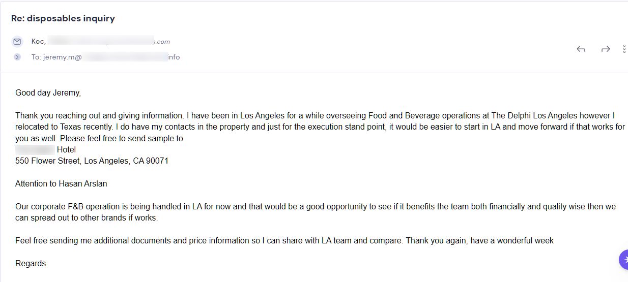 Retailer reply from CMJJ Gourmet